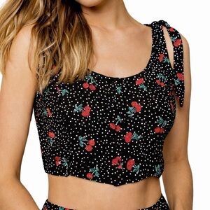 Amuse Society Black Cherry Crop Tank Top Large NWT